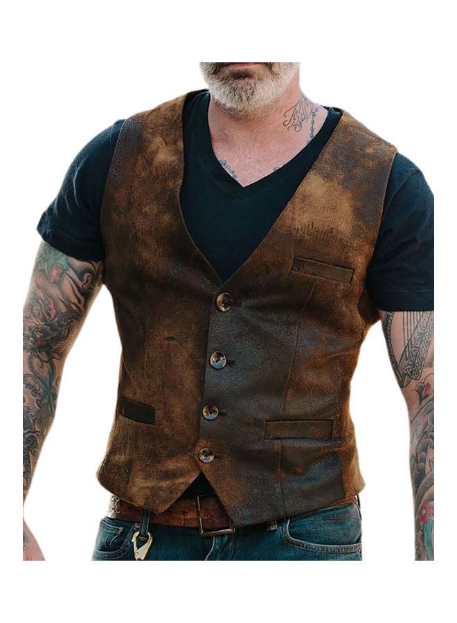 Generic - Single-Breasted Suit Waistcoat Brown - Image 1