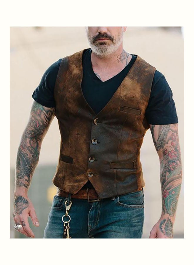 Generic - Single-Breasted Suit Waistcoat Brown - Image 1