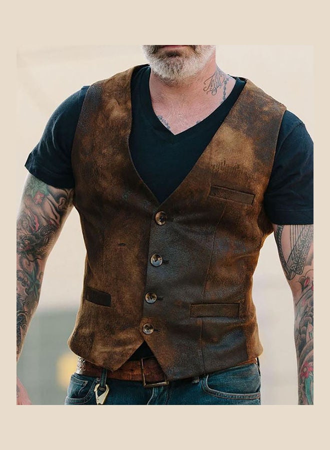 Generic - Single-Breasted Suit Waistcoat Brown - Image 1