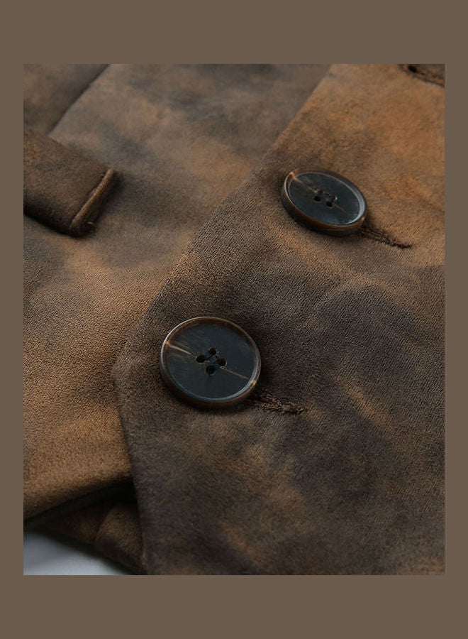 Generic - Single-Breasted Suit Waistcoat Brown - Image 1