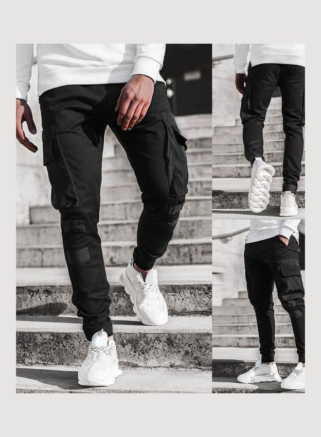 Patchwork Cargo Joggers Black  - Image 2