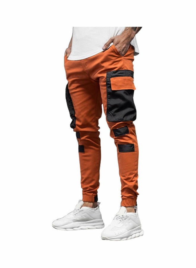 Patchwork Cargo Joggers Orange/Black 