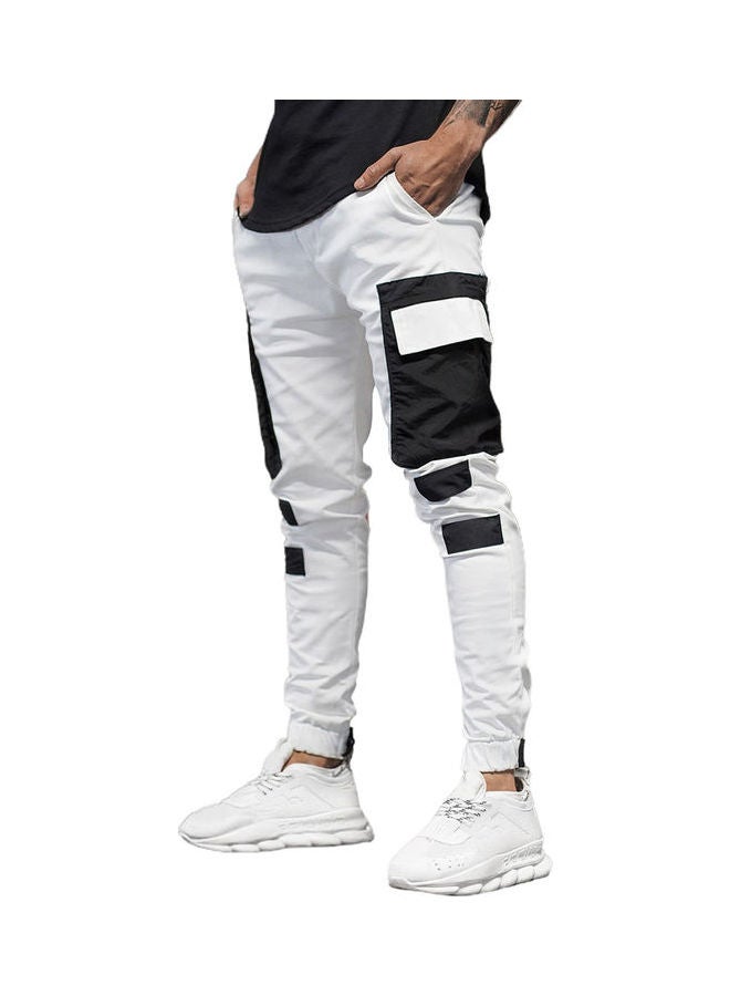 Patchwork Cargo Joggers White/Black 