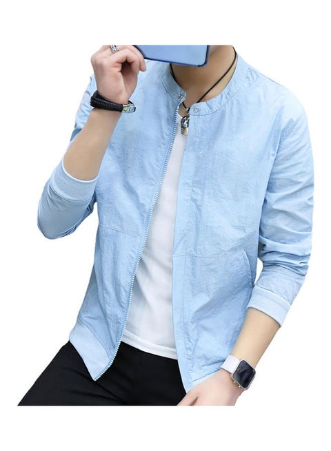 Zipper Regular Fit Jacket Light Blue
