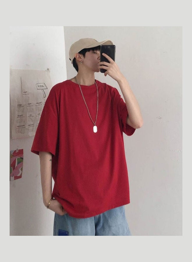 Loose Fit Solid T-Shirt Light Blue  - Image 3
