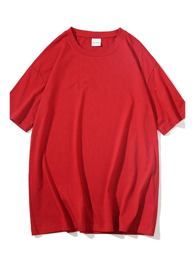 Loose Fit Solid T-Shirt Red 