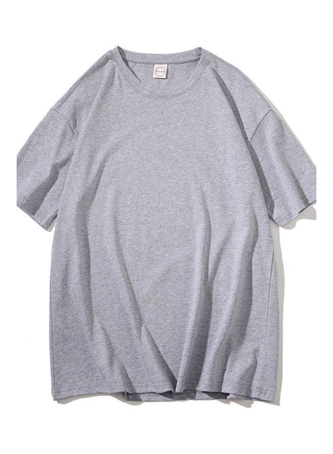 Loose Fit Solid T-Shirt Light Gray 