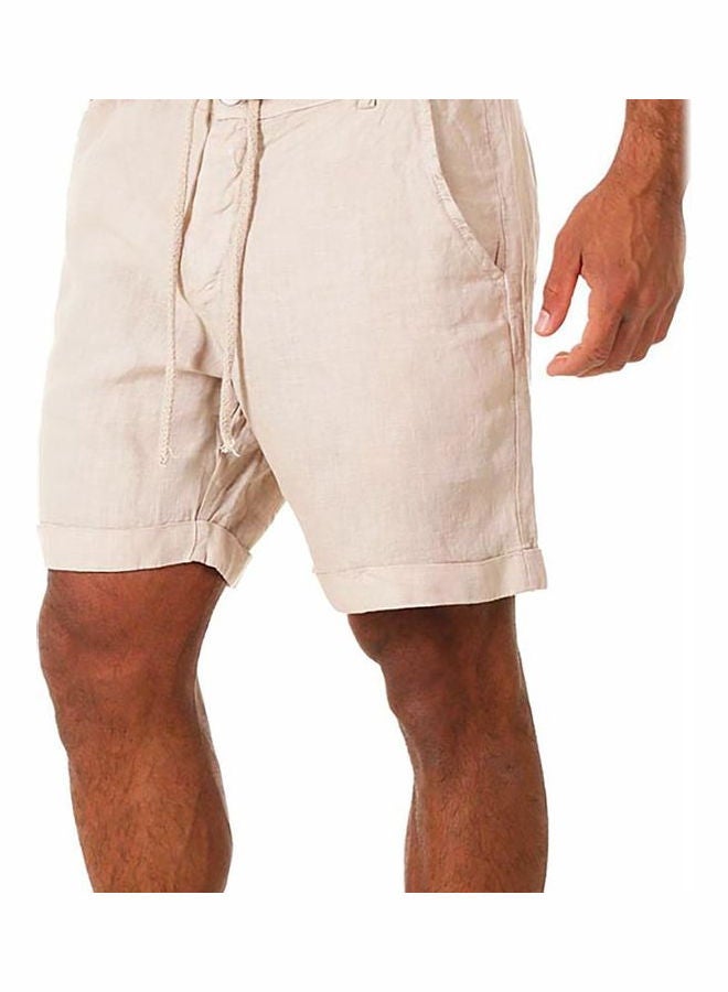 شورت سادة فضفاض برباط بيج