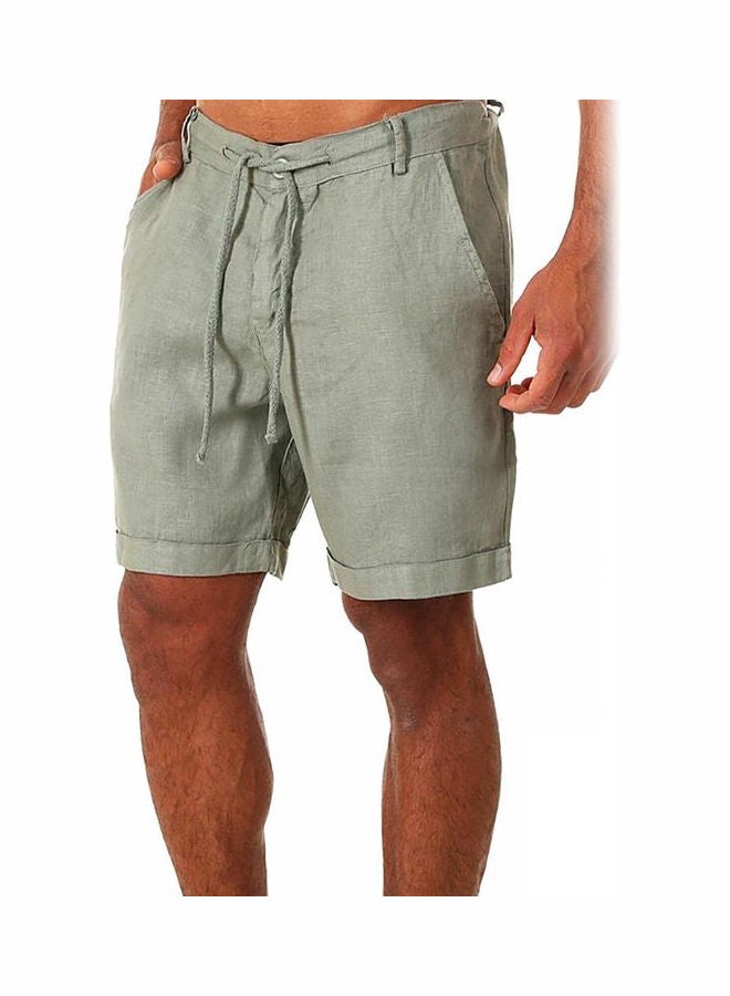 شورت سادة فضفاض برباط أخضر