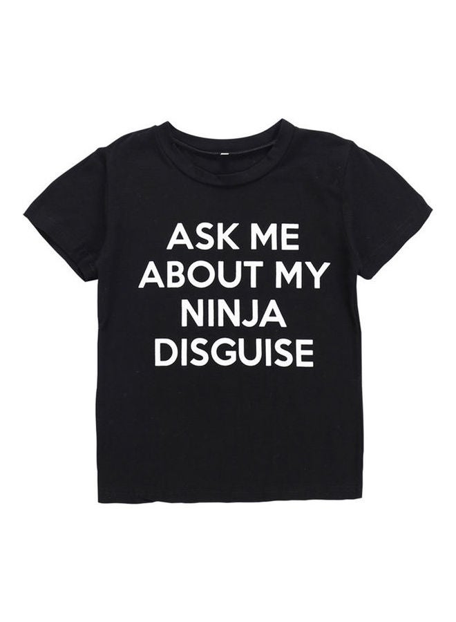 Boys' Casual Letters Printed T-shirt Black  - Image 1