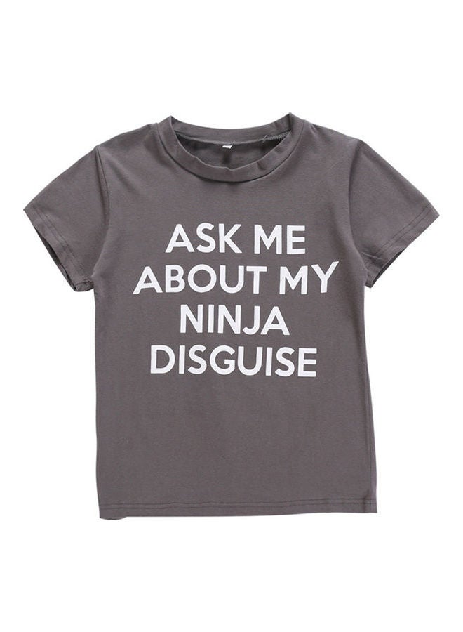 Boys' Casual Letters Printed T-shirt Grey  - Image 1