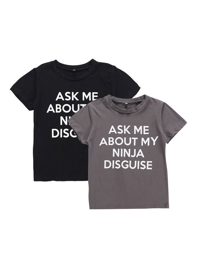 Boys' Casual Letters Printed T-shirt Grey  - Image 2