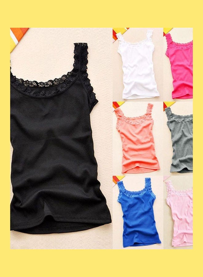 Fashion Women Summer Lace U-Neck Vest Tank Top Shirt White  - Image 4
