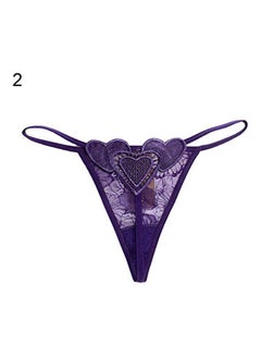 Generic Women Love Heart Lace Hollow Low Waist Panty G-String Underwear Sleepwear Purple  - Image 1