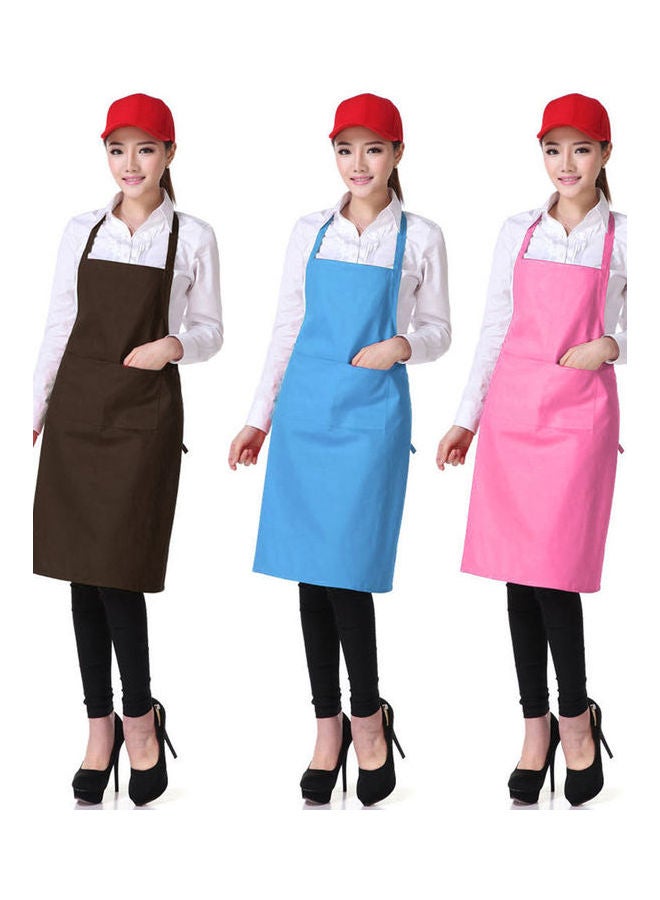 Solid Colour Back Self-Tie Kitchen Restaurant Cooking Bib Apron With Pocket Purple - Image 3