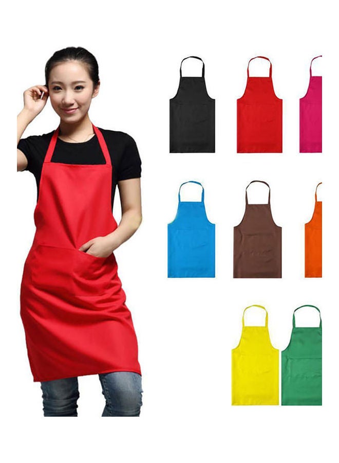 Solid Colour Back Self-Tie Kitchen Restaurant Cooking Bib Apron With Pocket Purple - Image 5