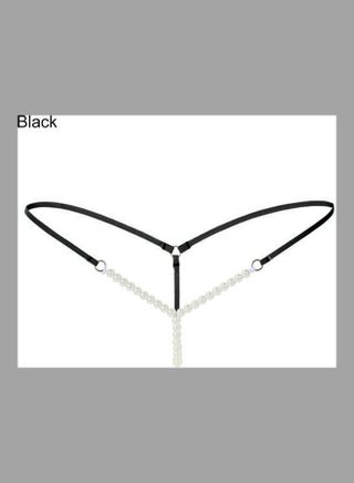 Lady Crotchless Faux Pearls String G-string Briefs Underwear Underpants Black - v1606934515/N42696219V_1