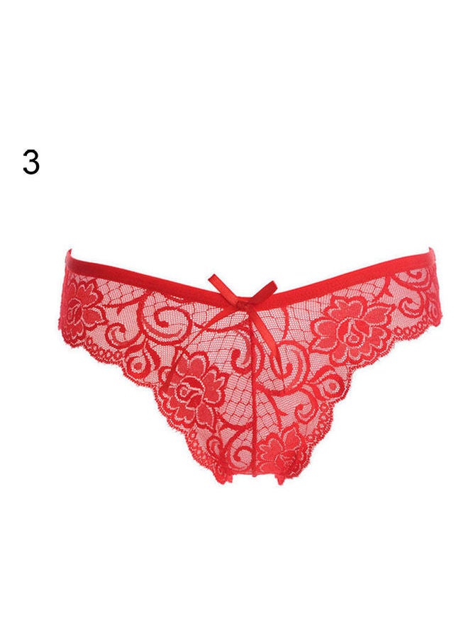 Women's Lace See Through Panties Red  - Image 1