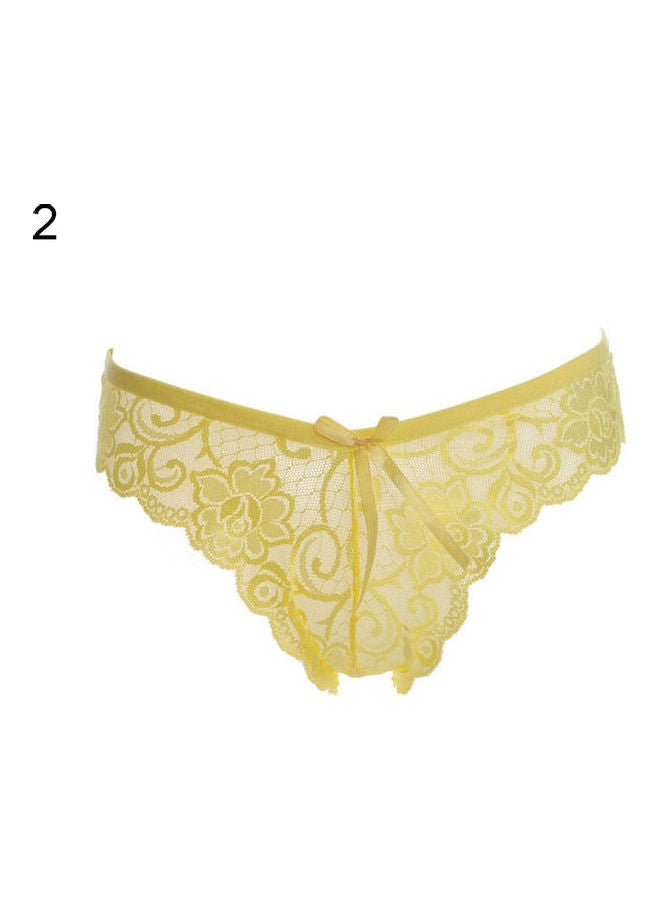 Women's Lace See Through Panties Yellow  - Image 1