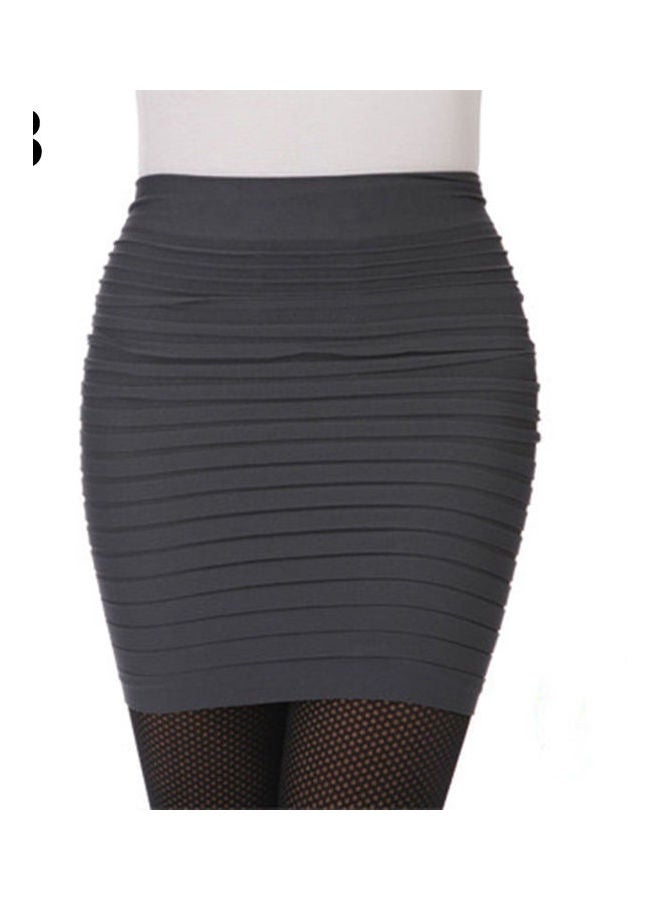 Generic - Ladies Fashion Tuck Bodycon Mini Short Skirt Gray - Image 1