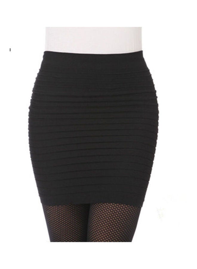 Generic - Ladies Fashion Tuck Bodycon Mini Short Skirt Black - Image 1