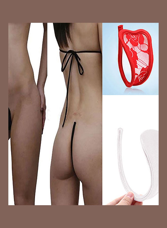 Women's Invisible Open Back C-String Thongs Rose Red