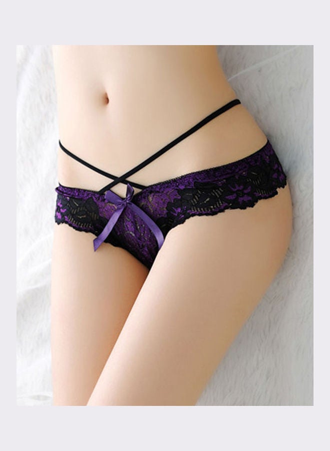 Generic - Women's Lace Bow G-String Panties Blue - Image 1