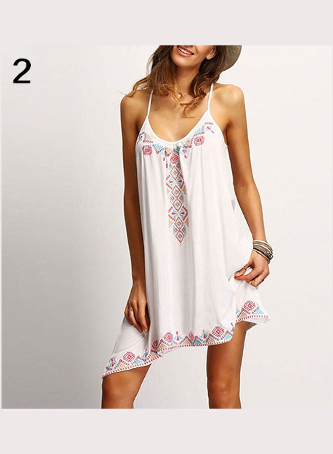Women's Summer Spaghetti Strap Irregular Hem Mini Dress White  - Image 1