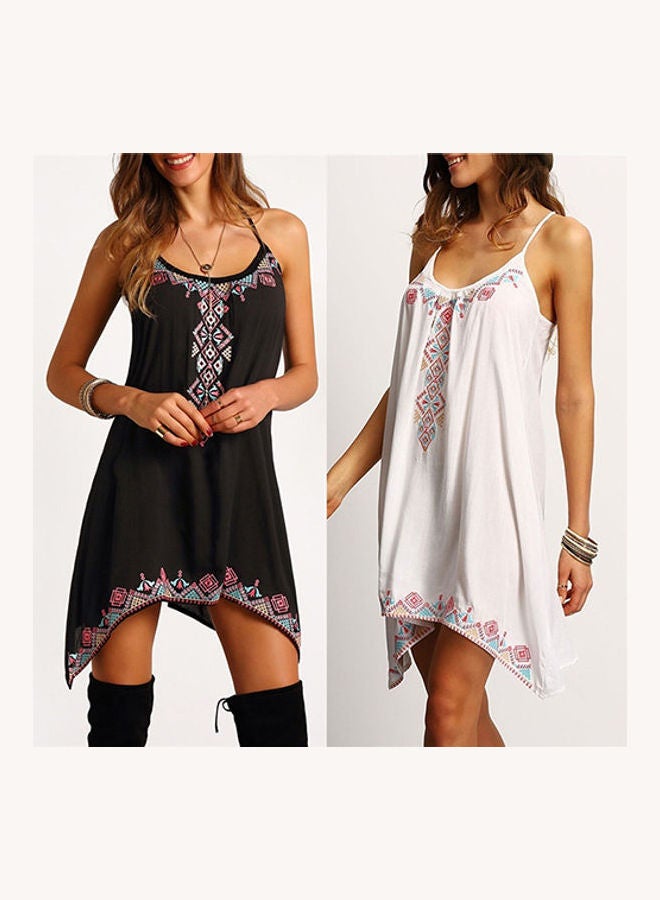 Women's Summer Spaghetti Strap Irregular Hem Mini Dress White  - Image 3