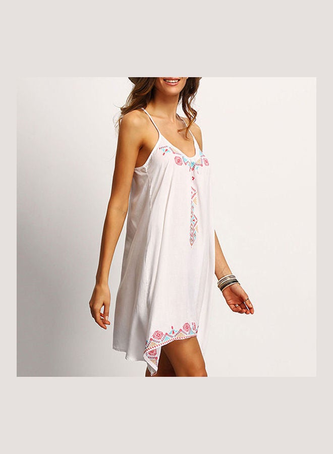 Women's Summer Spaghetti Strap Irregular Hem Mini Dress White  - Image 2
