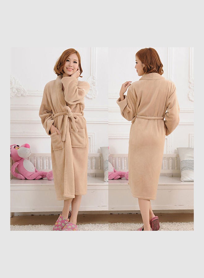 Loose Long Bathrobe Coral Fleece Coffee