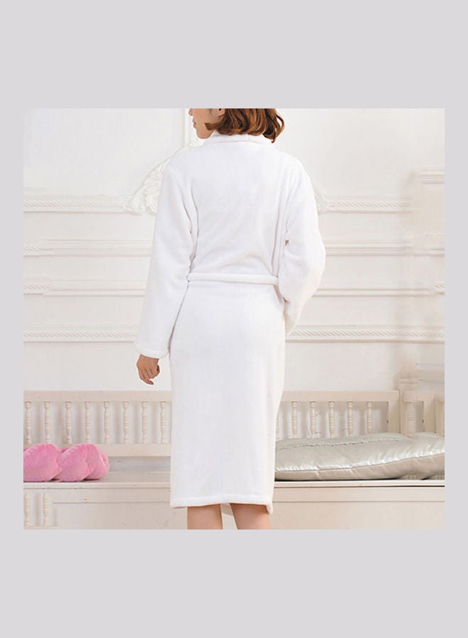 Loose Long  Bathrobe Coral Fleece Spa White - Image 2