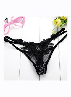 Generic Low Rise Strapped Panties With G-String Briefs Black 