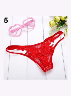 Generic Low Rise Strapped Panties With G-String Briefs Red  - Image 1