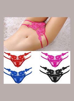 Generic Low Rise Strapped Panties With G-String Briefs Rose Red  - Image 2