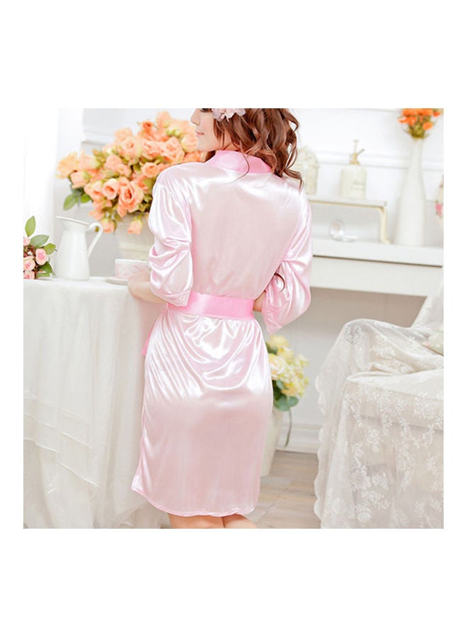 Night Wear Bathrobe With G String White