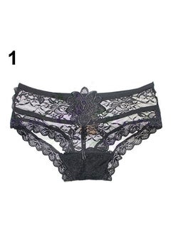 Generic Floral Lace Underwear G-String Panties Black 
