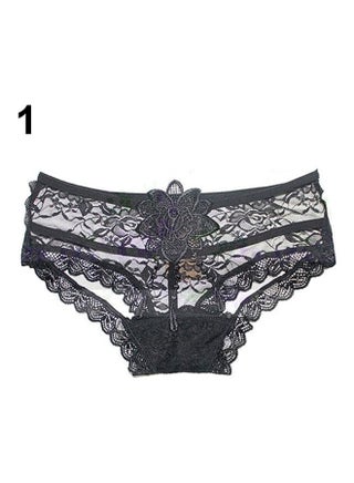 Floral Lace Underwear G-String Panties Black - v1606936427/N42698411V_1