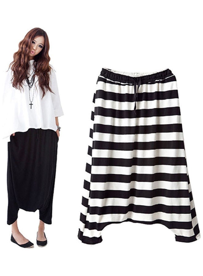 Capri Pants Striped Flare Wide Leg Trouser Black  - Image 3