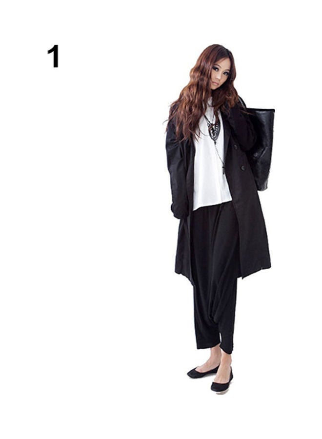 Capri Pants Striped Flare Wide Leg Trouser Black  - Image 1
