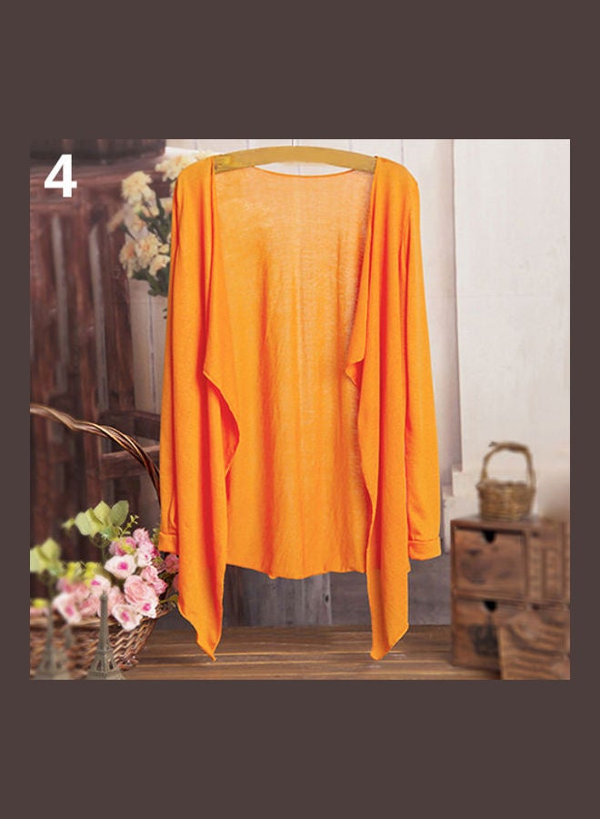 Cardigan Long Sleeve Sun Protection Blouse Orange - Image 1