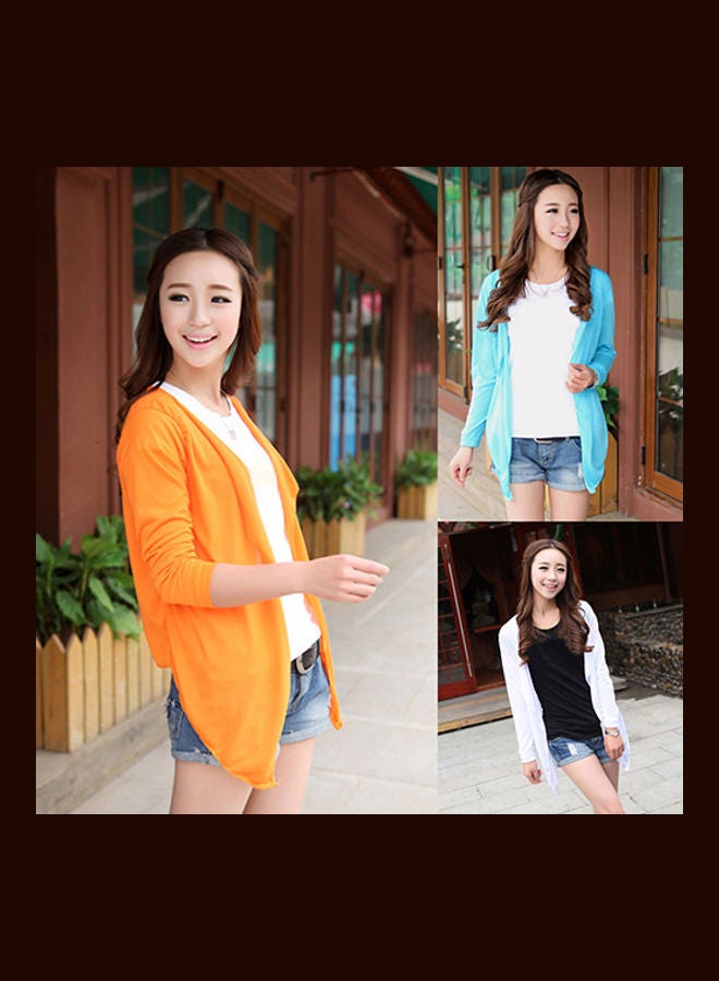Cardigan Long Sleeve Sun Protection Blouse Orange - Image 2