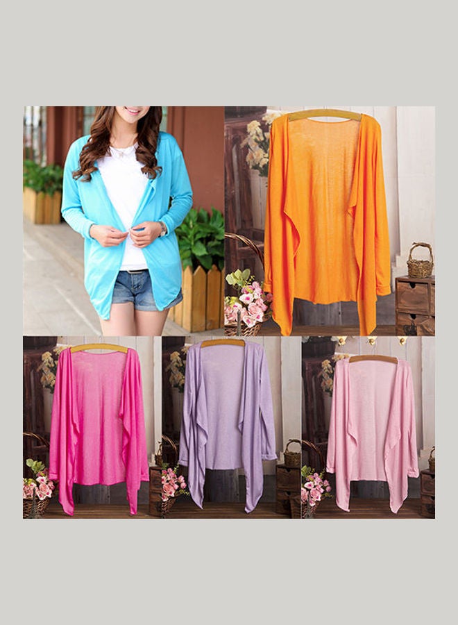 Cardigan Long Sleeve Sun Protection Blouse Orange - Image 3
