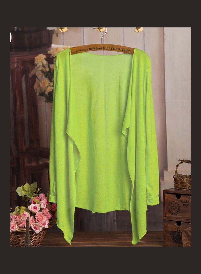 Casual Long Sleeve Cardigan Fruit Green 