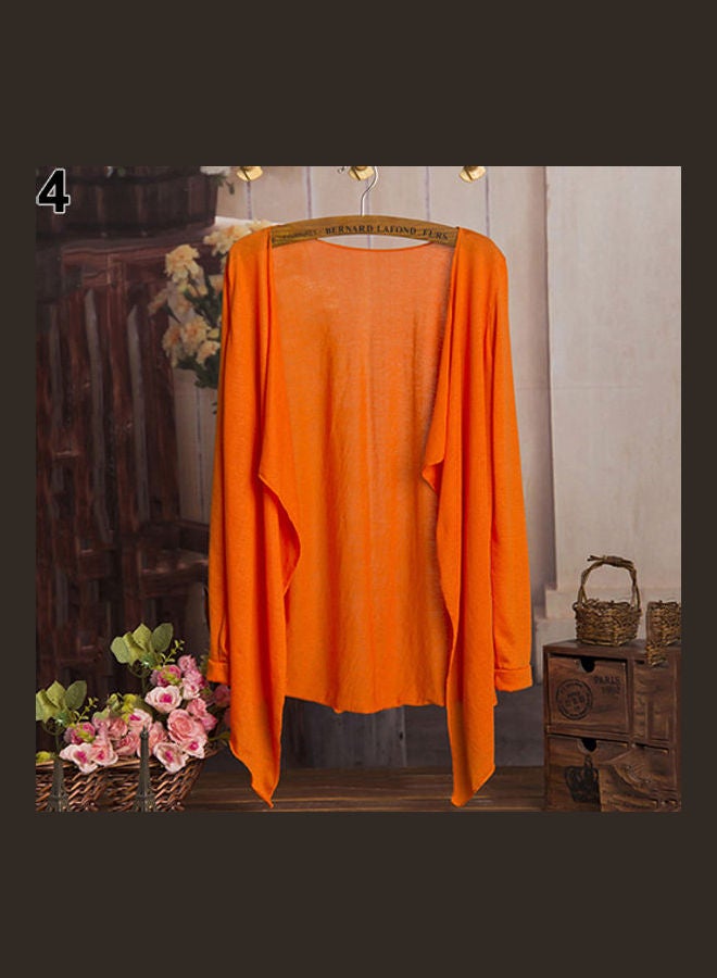 Casual Long Sleeve Cardigan Orange 