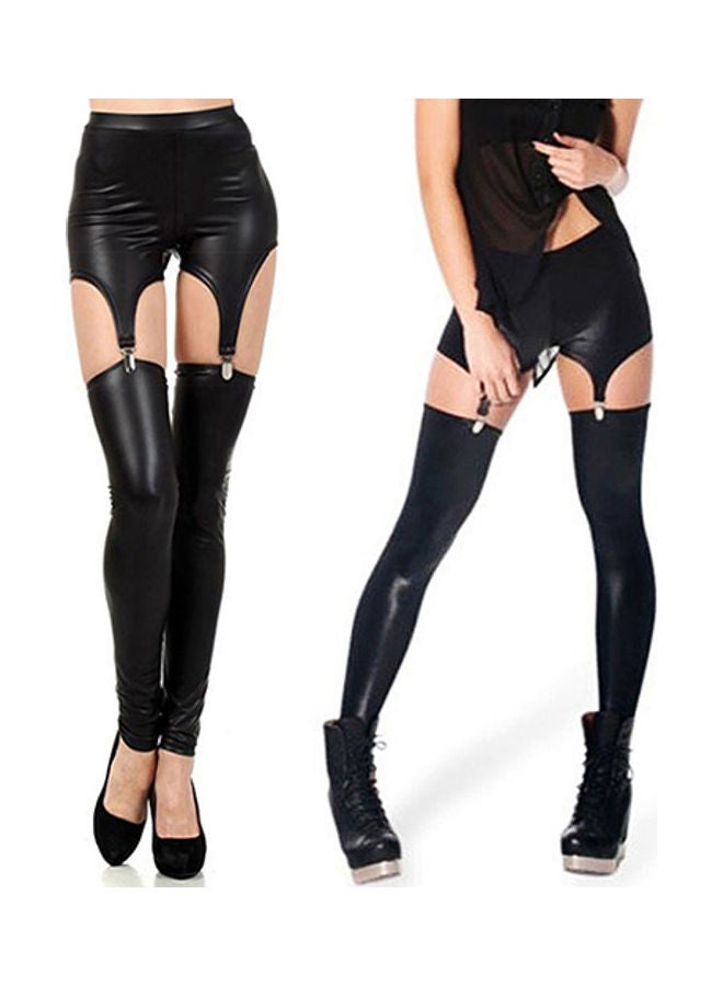 Tight Suspender Leggings Buckle Waist Garter Pants black - v1606936464/N42698714V_4