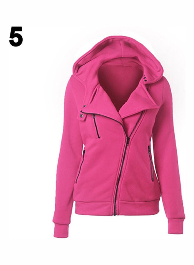 Casual Hoodie Coat Pink 
