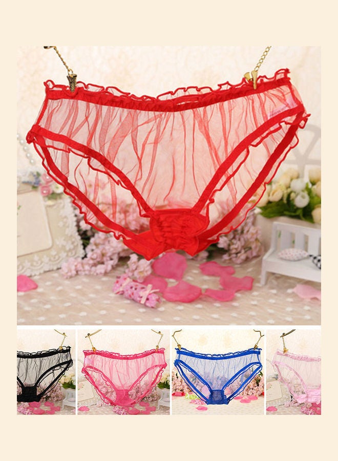 Mesh Women Low Rise Briefs Dark Red  - Image 1