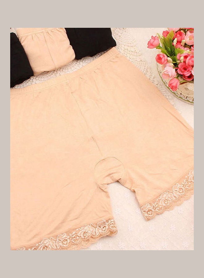 Generic Women Solid Color Lace Summer Bamboo Fiber Safety Shorts Underwear Underpants Complexion 