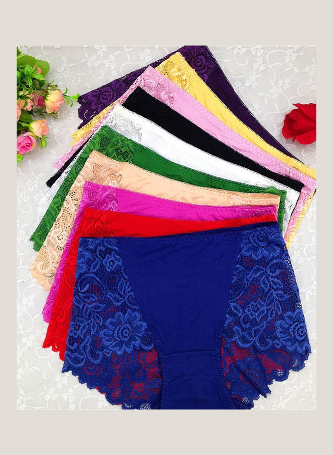 Women Lady Seamless Lace Flower Underwear Boxer Shorts High Waist Panties Royal Blue  - Image 3